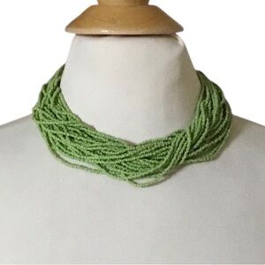 Avalaya Chunky Lime Green Beaded Bib Necklace